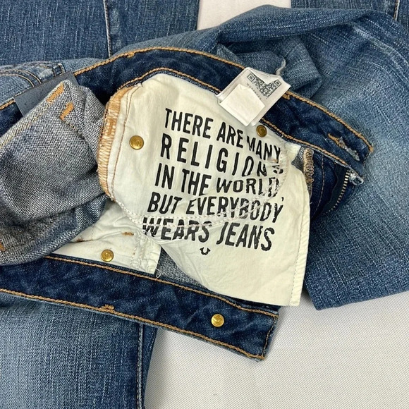 New True Religion Joey Low Rise Flare Flap Pockets Jean Size 27 - Picture 6 of 15